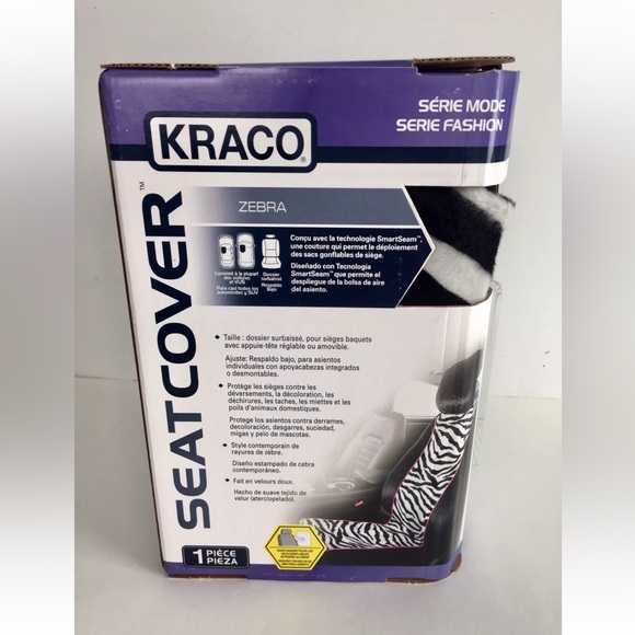 New Kraco  Seat Cover Zebra Soft Velour Fabric 1 Pack - Picture 1 of 9